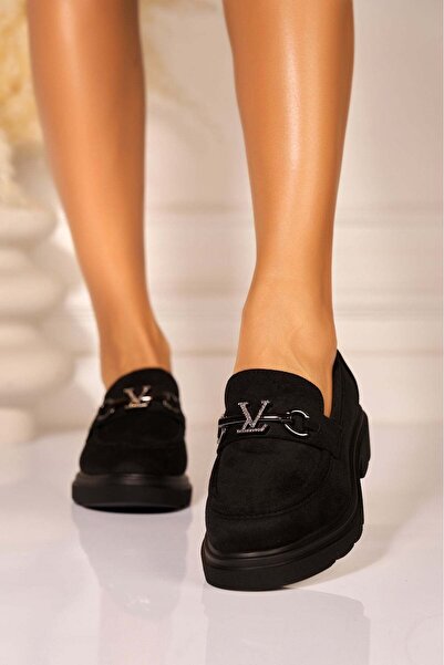 Joana Loafers negri din piele piele întoarsă pentru femei, mărimea 40