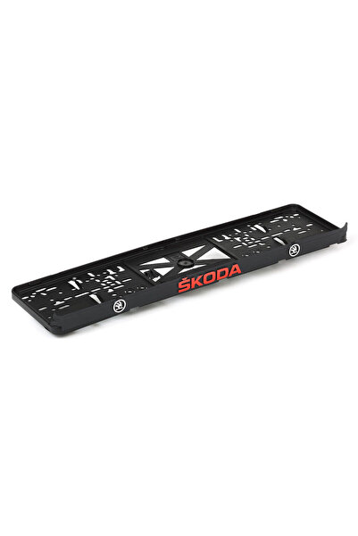 OEM Set suport placute numar inmatriculare auto 3D (fata + spate) Skoda rosu