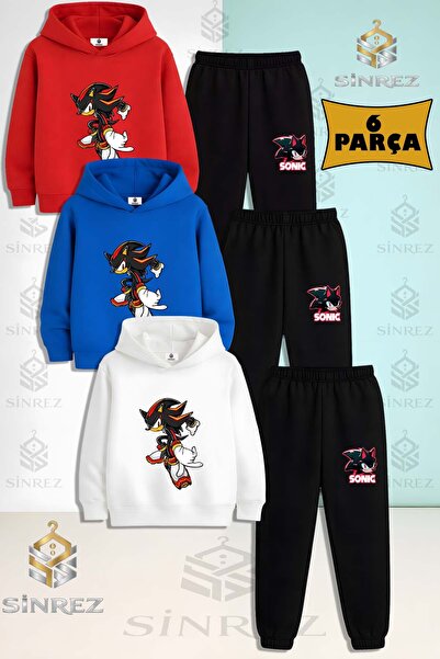 SİNREZ Children's Unisex Sonic Syh Hucum Eden Single 3-Piece Hooded Tracksuit...