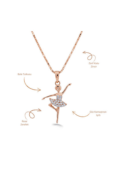 CAİSYA Balerin Kız Temalı Rose Altın Kaplama Vip Seri Kolye Xuping 43cm