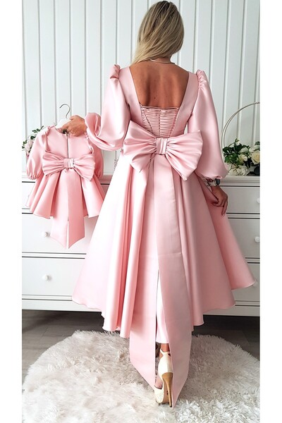 Voguesta Elegant Mother-Daughter Set Adelais Midi Pink