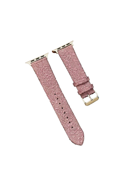 eco port ساعة بحزام منقوش مقاس 38 ملم (ليست ساعة) - ذهبي وردي