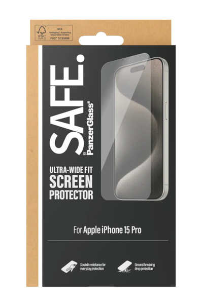 Panzer Glass Protector de ecran SAFE by PanzerGlass pentru iPhone 15 Pro, cu ...