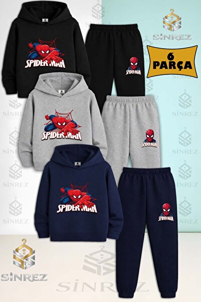 SİNREZ Set de trening cu glugă pentru copii, unisex, SPIDERMAN RED AG ELLER Y...