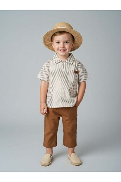 Zekids Baby Boy Patterned Short Sleeve Shirt