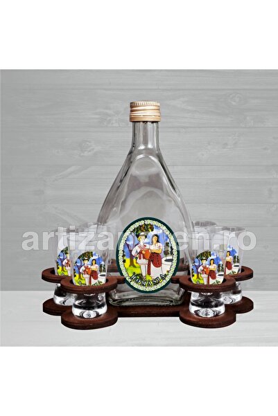 LimArt Brandy set with 6 brandy glasses - Romania 1x250 ml, 6x25 ml - 20x12.5 cm