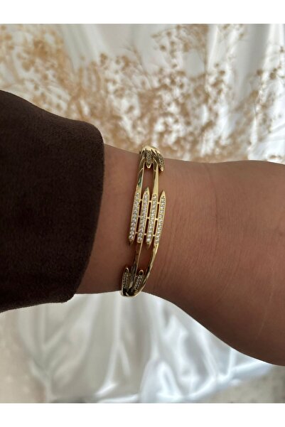 XUPING JEWELRY Zirkon Taşlı Kuyumcu Model 14K Çelik Kelepçe Bileklik