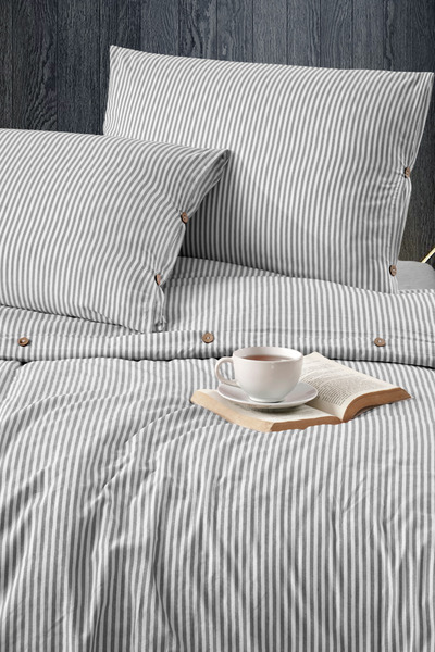 Schlange 200 X 220 cm Yarn Dyed Cotton Buttoned Double Duvet Cover Set