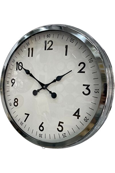 Lunaev 60 cm Chrome Metal Decorative Wall Clock