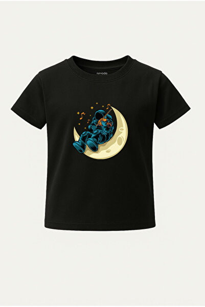 nirvoda Детска тениска с принт на астронавт, свирещ на цигулка