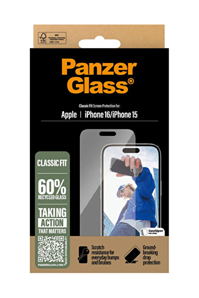 Panzer Glass Protector de ecran PanzerGlass pentru iPhone 16 - 15, formă clasică