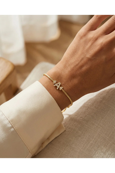 Dorvina 316L Steel Tarnish Resistant Jewelry Gold Color Zircon Stone Letter a...