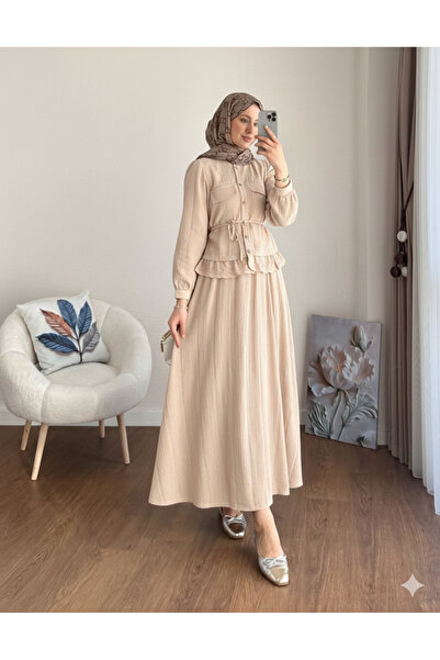 Women's Lace Detailed Parisian Skirt Set - Beige