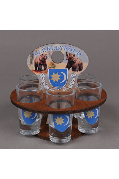 LimArt Personalized stand with 6 glasses - Székelyföld 6x30 ml, 14x15 cm