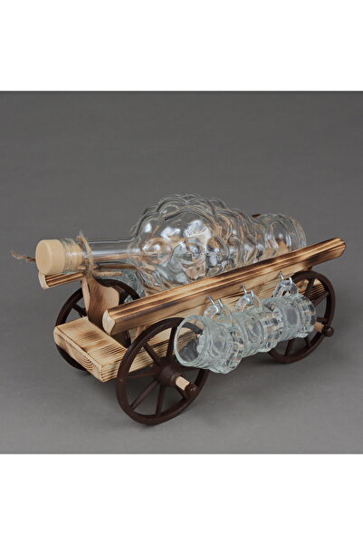 LimArt Căruța cu sticlă strugure şi 6 pahare de țuică 28x18x13 cm, 1x750, 6x2...