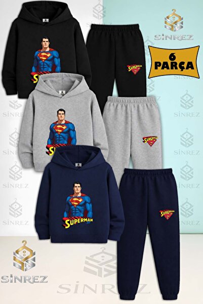 SİNREZ Set de trening cu glugă pentru copii, unisex, SUPERADAM YARM GOVDE YAZ...
