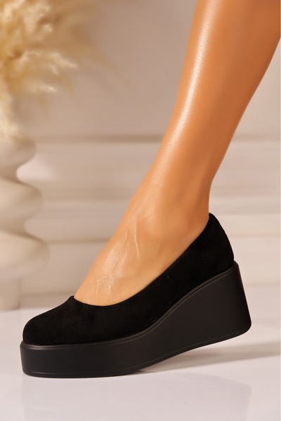 Joana Дамски черни обувки на платформа от велур велур, размер 37