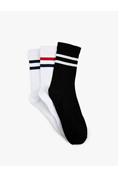 Koton Set de 3 șosete de tenis cu cu dungi buzunare