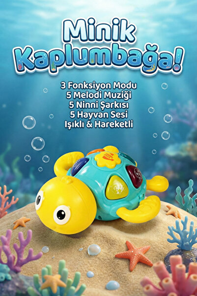 craftivio Eğitici Işıklı ve Müzikli Hareketli Minik Kaplumbağa Bebek Oyuncağı...