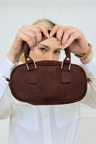Zeyne Zyn07 Women's Brown Suede Mini Hand and Shoulder Bag
