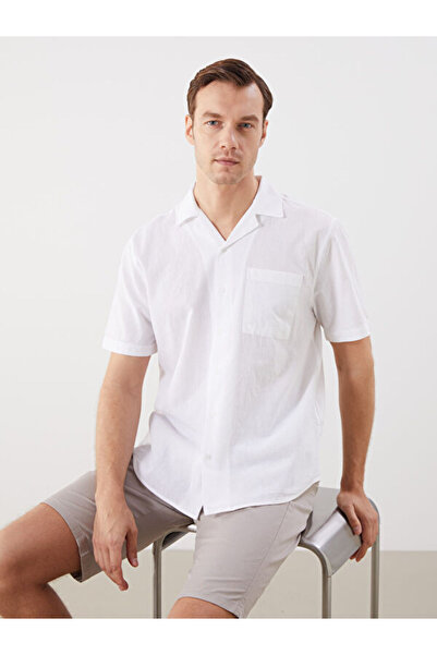 LC Waikiki Rmz Gi̇yi̇m Farkiyla Standard Fit Cuban Roba Collar Short Sleeve L...
