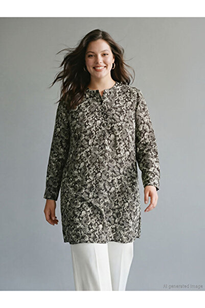 LC Waikiki Rmz Gi̇yi̇m Farkiyla Hakim Roba Collar Embroidered Women's Tunic