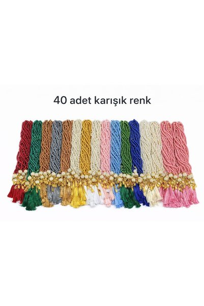 SHR tasarım 41 Ad. İSME ÖZEL Karışık Renk Namaz Tesbihi Vav detaylı püsküllü ...