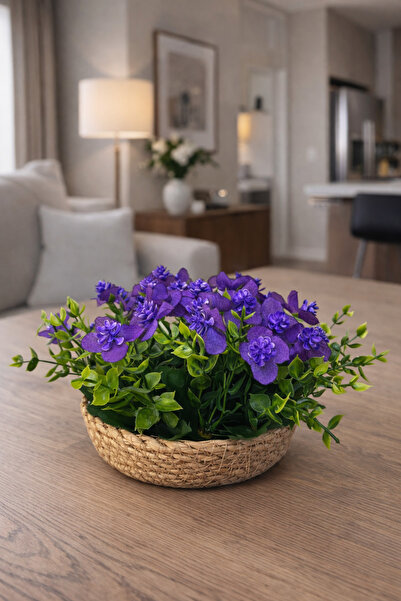 LABURN Aranjament floral artificial, ghiveci cu coș de răchită – Obiect decor...