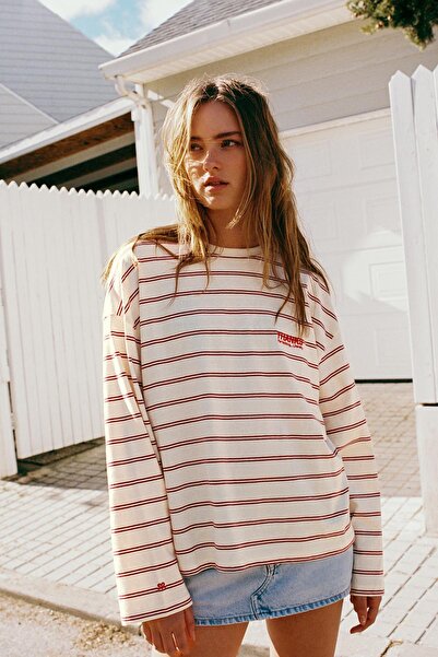 Pull & Bear Çizgili ve yazılı t-shirt