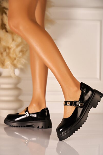 Joana Women's Black Patent Faux Leather Shoes 37