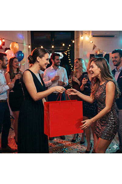 DODOMAR 42 x 38 x 12 εκ. – Χάρτινη τσάντα δώρου, κόκκινη, απλή, πολυτελής, γυ...