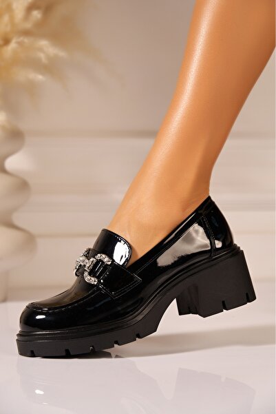 Joana Josie Women's Black Patent Platform Shoes 40