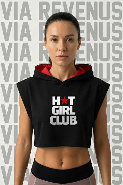 Vordevia Hot Girl Club Αθλητικό γυναικείο crop top με στάμπα και μηδενικά μαν...