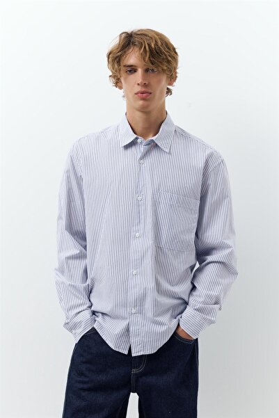 Pull & Bear Çizgili uzun kollu gömlek