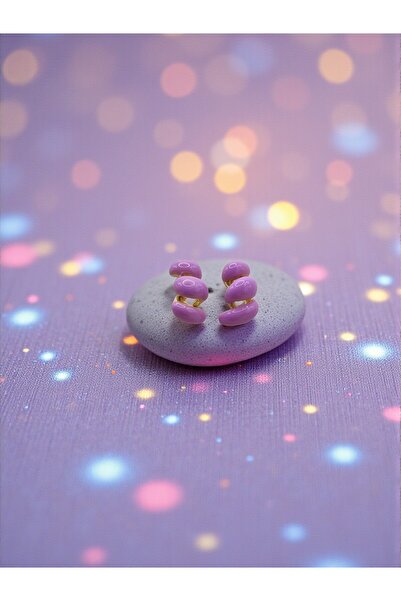 ahsenaksesuar2025 Lavender Purple Enamel Spiral Earrings Gold Color Triple Wa...