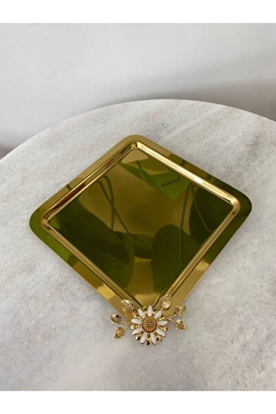 MİMSEGÜN DEKOR Daisy Figured Gold Presentation Tray