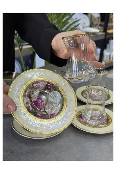 ROY KING Rosa 6-Piece Luxury Porcelain 24K Gold Plated Tea Set