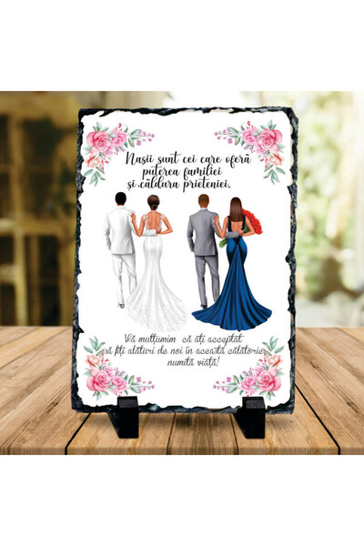 ROPRESSO Piatra ardezie – Cadou de mulțumire pentru nași, 13 x 18 cm