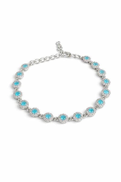 charmstore Luxury tennis round silver blue bracelet