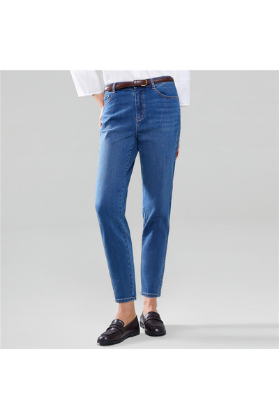 Giordano Women’s High‑Waist Ultra Stretch Straight Denim Jeans