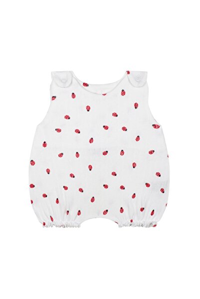 PETIT-ATELlER بدلة لعب بيضاء مطبوعة بنقشة خنفساء للرضع، رومبير قطن صيفي لطيف ...