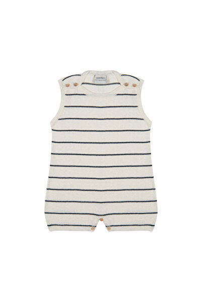 PETIT-ATELlER بدلة لعب محبوكة مخطط الأزرق الداكن والأبيض، بدلة نوم كلاسيكية م...