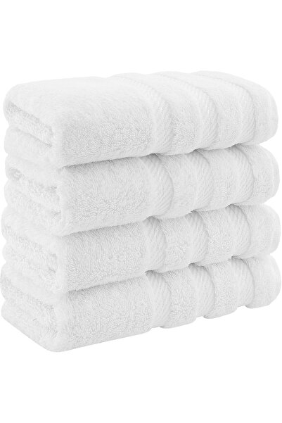 DAVEZA Set of 4 Premium Daveza Towels, 600 GSM, 100% Turkish Cotton, White Color