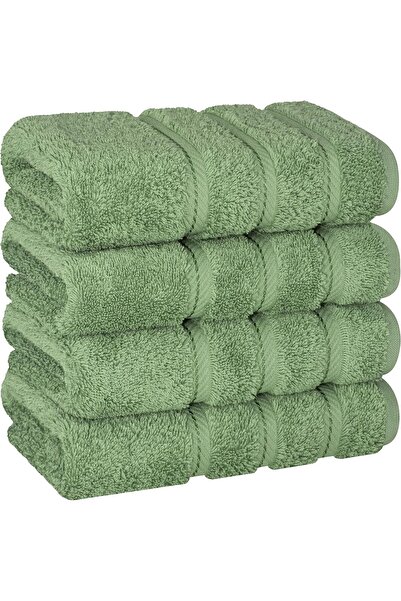 DAVEZA Set of 4 Premium Daveza Towels, 600 GSM, 100% Turkish Cotton, Sage Gre...