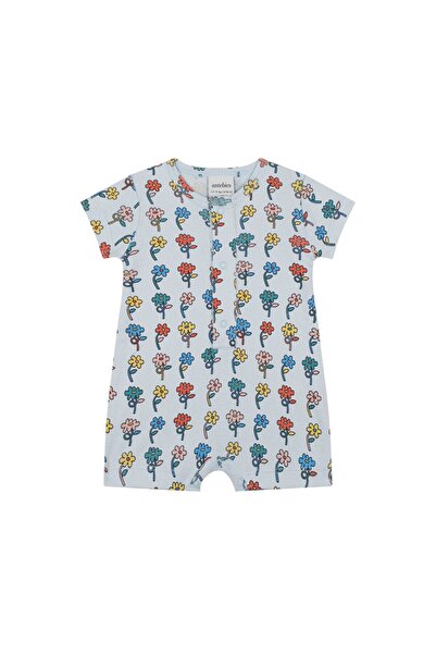 PETIT-ATELlER Baby Graphic Flower Print Short Sleeve Playsuit , Bright Colorf...
