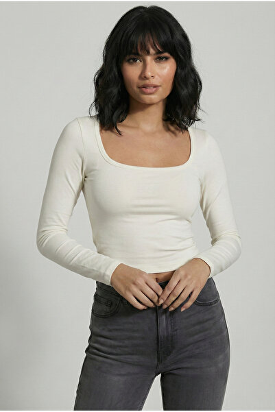 Kurun's Collection Μαλακή υφασμάτινη μπλούζα με οβάλ λαιμόκοψη και μακριά μαν...