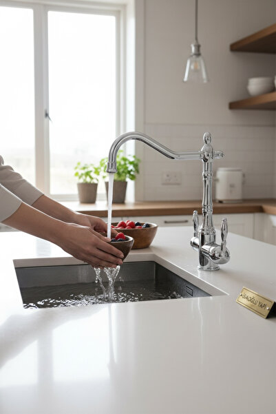 İSAOĞLU YAPI Chrome Retro Purified Kitchen Faucet Vintage Kitchen Fixture Sui...