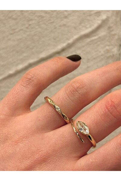 Veralys Atelier MİNİMAL TAŞ DETAYLI AYARLANABİLİR 2’Lİ ÇELİK YÜZÜK