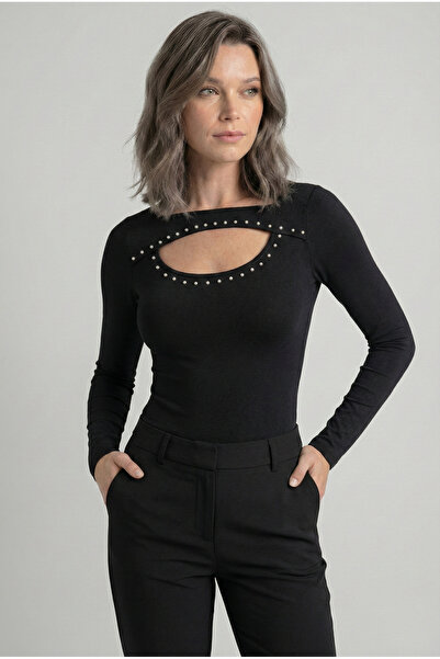 Kurun's Collection Μπλούζα με μακριά μανίκια, ασύμμετρο παράθυρο στο στήθος, ...