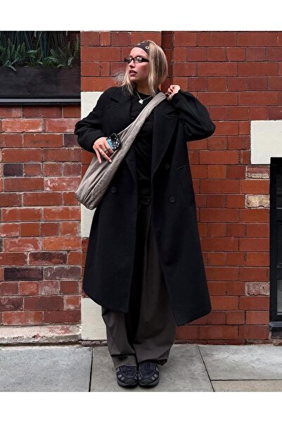 Butik Allbucks Bersh Ka Wool Content Low Shoulder Long Coat Abbrs3767